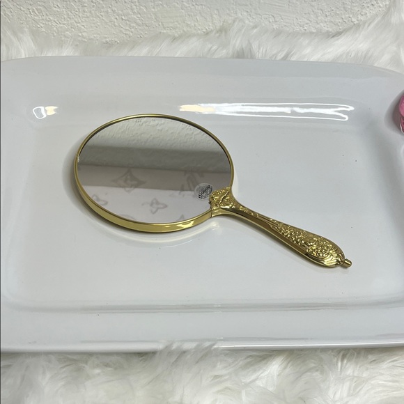 Elegant Goldtone Handheld Vanity Mirror - Picture 7 of 7